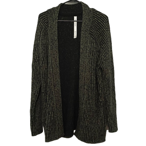 SOLD!!!  Lululemon Cotton Cashmere Wool Blend Cardigan Green & Black Size 10 - Picture 2 of 11